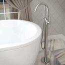 Anzzi Fjord 5.6 ft. Acrylic Freestanding Non-Whirlpool Bathtub in White and Kros Series Faucet in Chrome 6