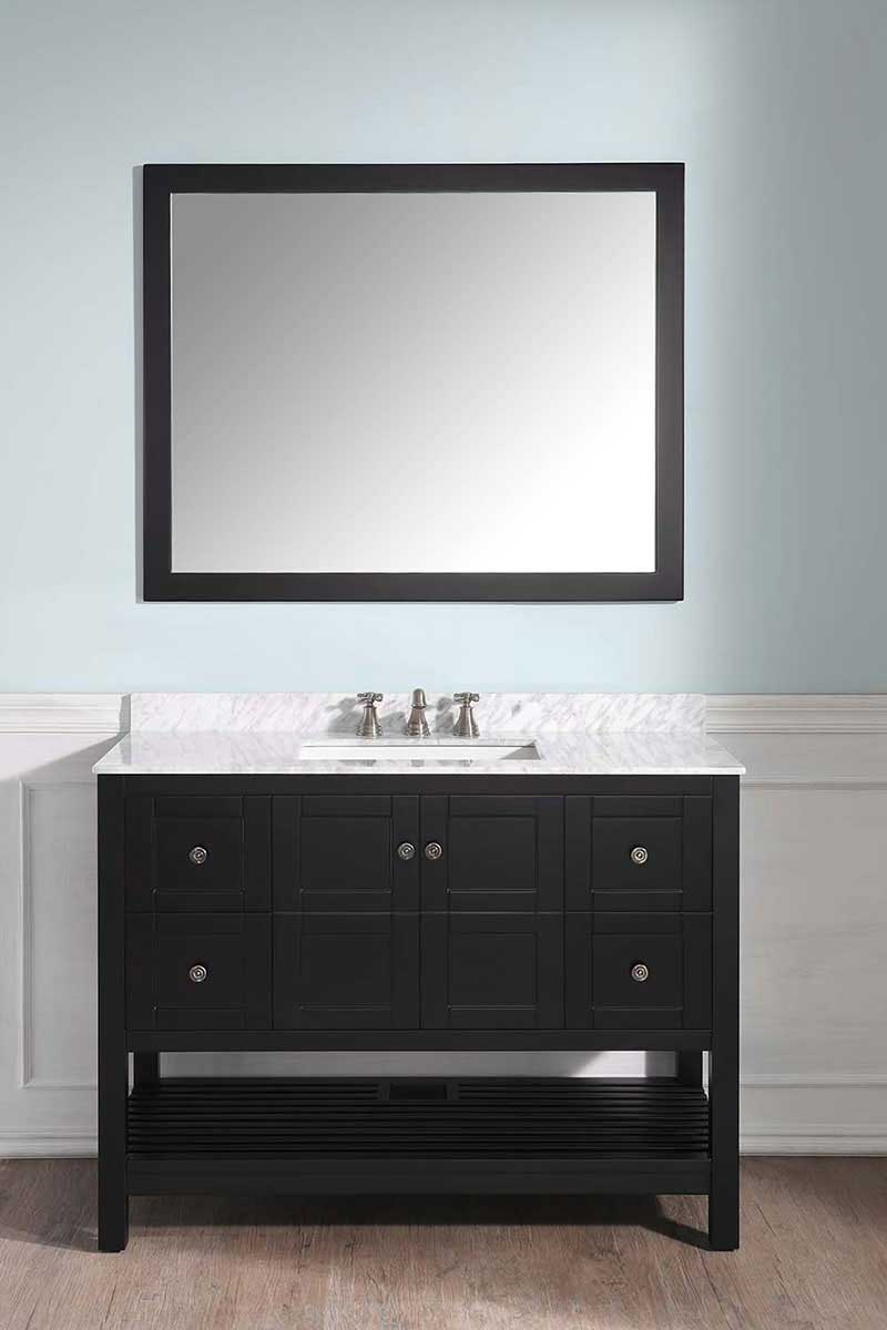 Anzzi Montaigne 48 in. W x 22 in. D Vanity in Espresso with Marble Vanity Top in Carrara White with White Basin and Mirror 4