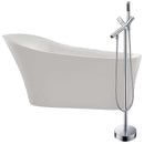 Anzzi Maple 67 in. Acrylic Flatbottom Non-Whirlpool Bathtub in White with Havasu Faucet in Polished Chrome FTAZ092-0042C