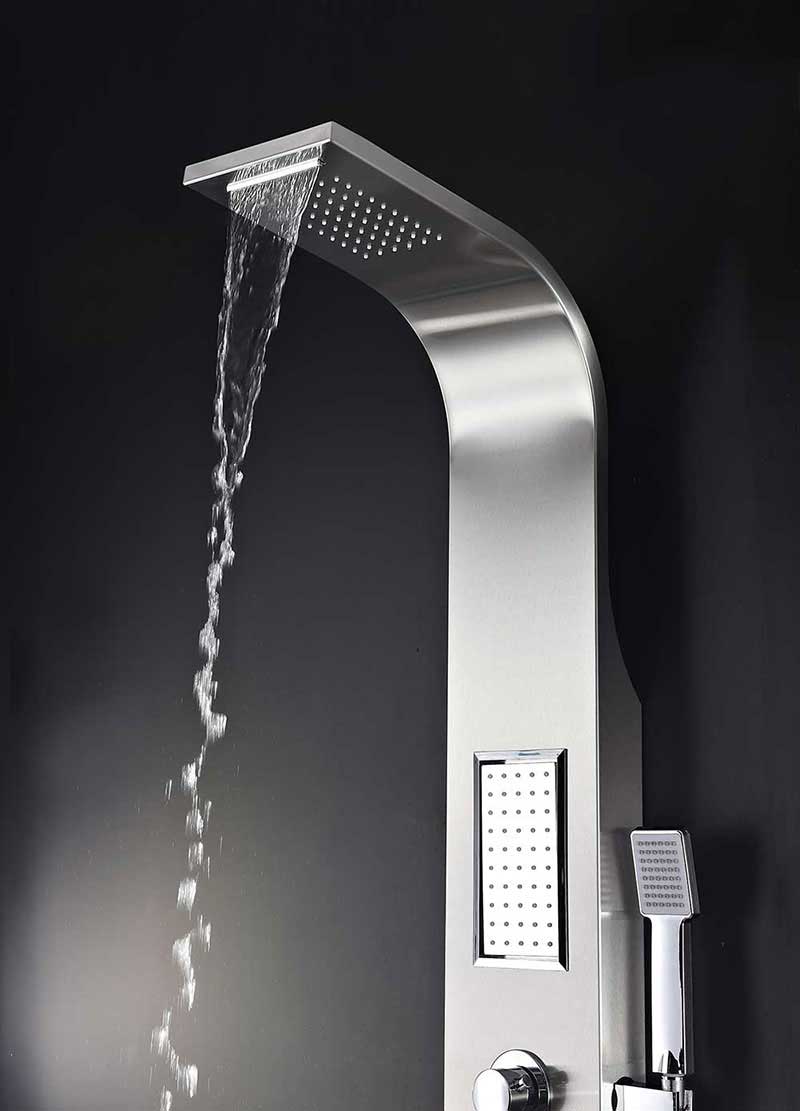 Anzzi FIELD Series 58 in. Full Body Shower Panel System with Heavy Rain Shower and Spray Wand in Brushed Steel 2