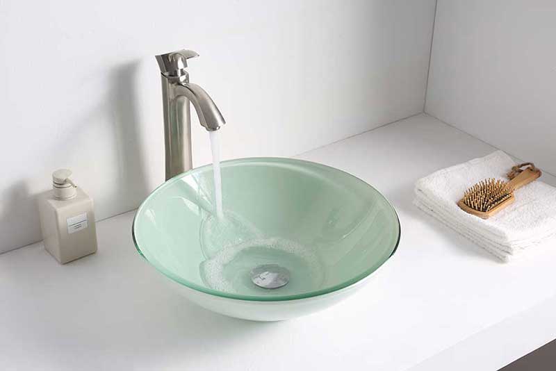 Anzzi Sonata Series Deco-Glass Vessel Sink in Lustrous Light Green Finish 2