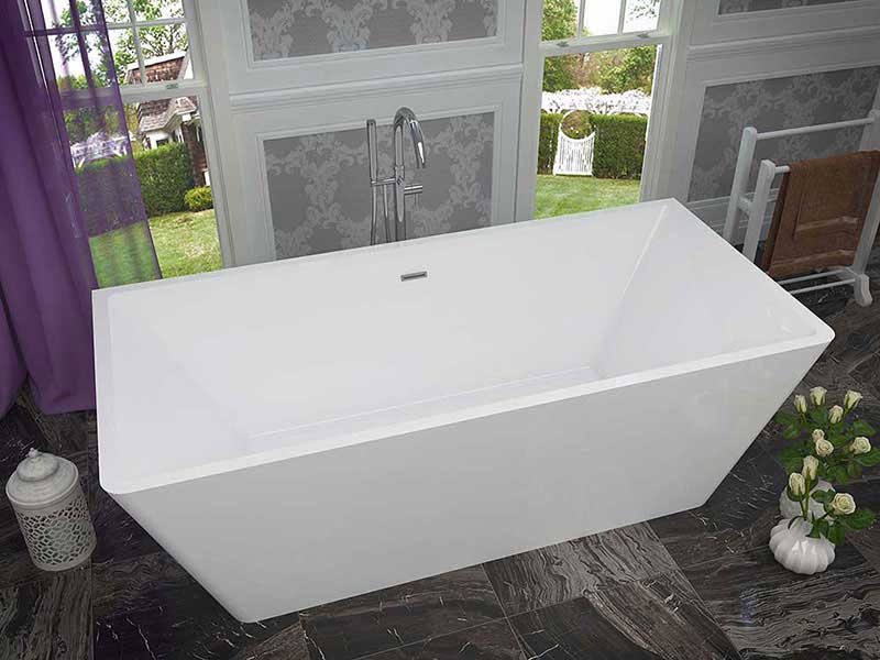 Anzzi Majanel 67 in. One Piece Acrylic Freestanding Bathtub in Glossy White 2