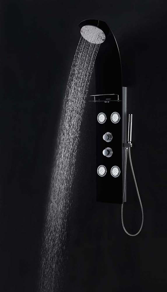 Anzzi Colossal Series 56 in. Full Body Shower Panel System with Heavy Rain Shower and Spray Wand in Black SP-AZ8095 5