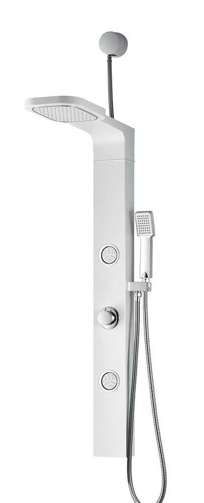 Anzzi Hacienda Series 44 in. Full Body Shower Panel System with Heavy Rain Shower and Spray Wand in White