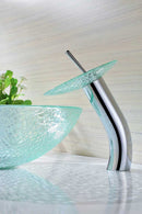 Anzzi Choir Series Deco-Glass Vessel Sink in Crystal Clear Mosaic with Matching Chrome Waterfall Faucet 2