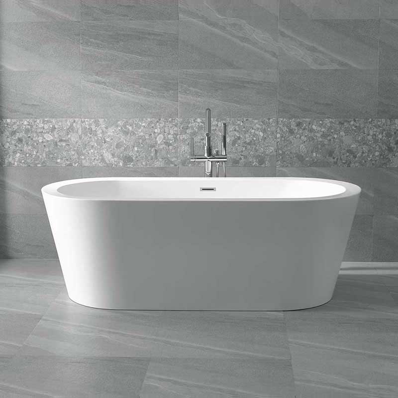 Anzzi Ares 5.5 ft. Center Drain Freestanding Bathtub in Glossy White 2