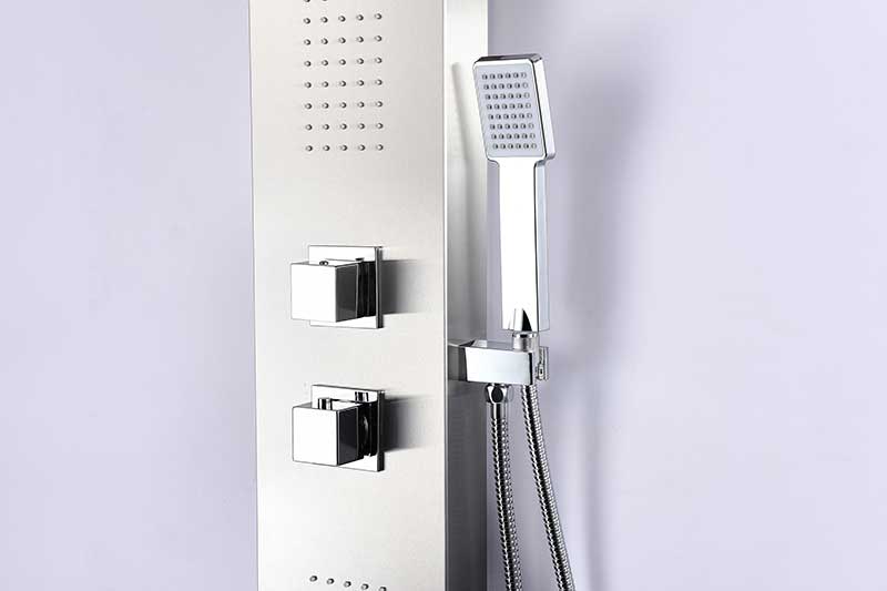 Anzzi Govenor 64 in. Full Body Shower Panel with Heavy Rain Shower and Spray Wand in Brushed Steel SP-AZ8093 10