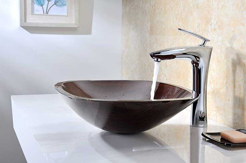 Anzzi Cansa Series Deco-Glass Vessel Sink in Rich Timber 3
