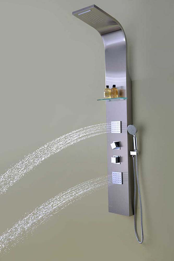 Anzzi Niagara 64 in. 2-Jetted Shower Panel with Heavy Rain Shower and Spray Wand in Brushed Steel SP-AZ023 8