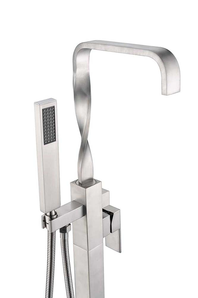 Anzzi Yosemite 2-Handle Claw Foot Tub Faucet with Hand Shower in Brushed Nickel FS-AZ0050BN 12