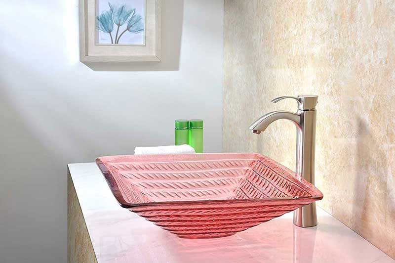 Anzzi Ritmo Series Deco-Glass Vessel Sink in Lustrous Translucent Red 5