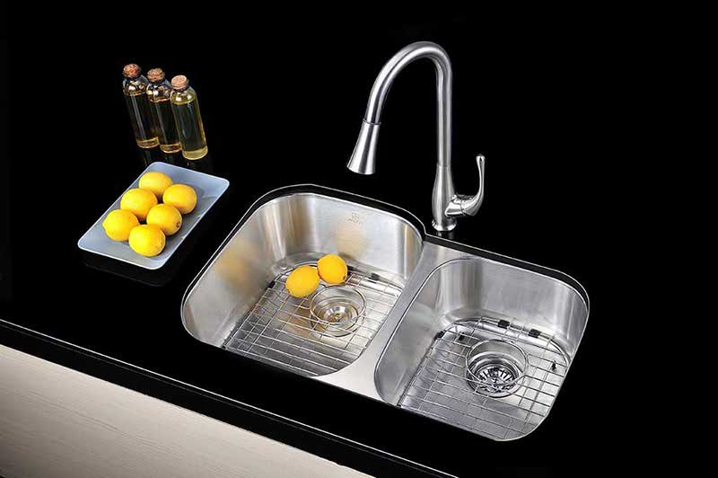 Anzzi MOORE Series 32 in. Under Mount 60/40 Dual Basin Stainless Steel Kitchen Sink 4