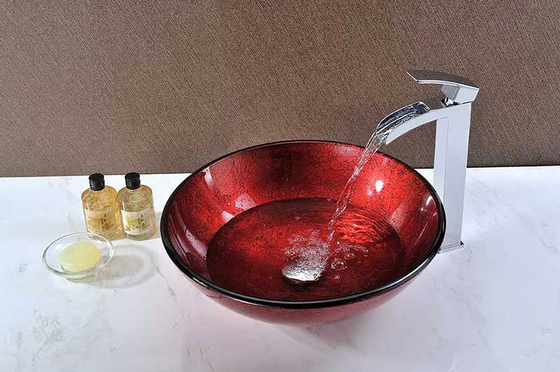 Anzzi Crown Series Deco-Glass Vessel Sink in Lustrous Red 8