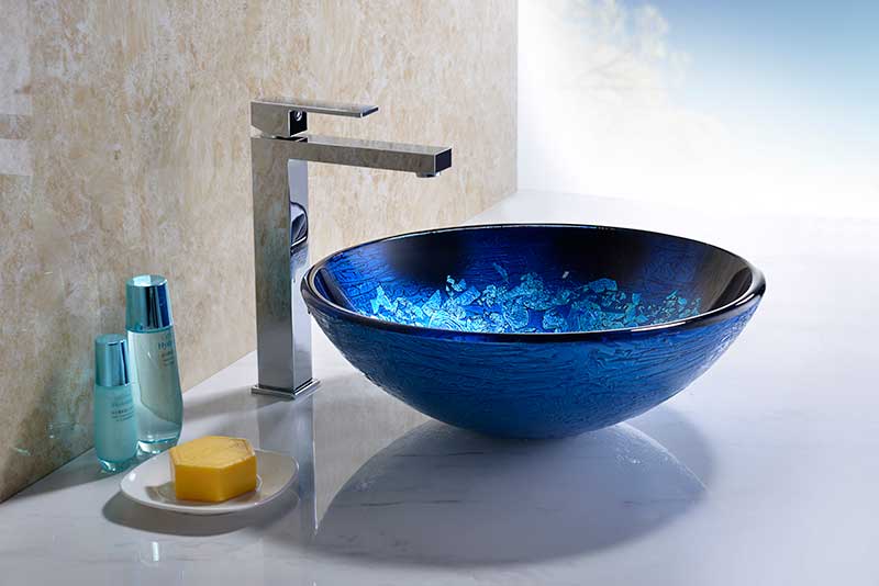 Anzzi Tara Series Deco-Glass Vessel Sink in Blue Blaze S263 4