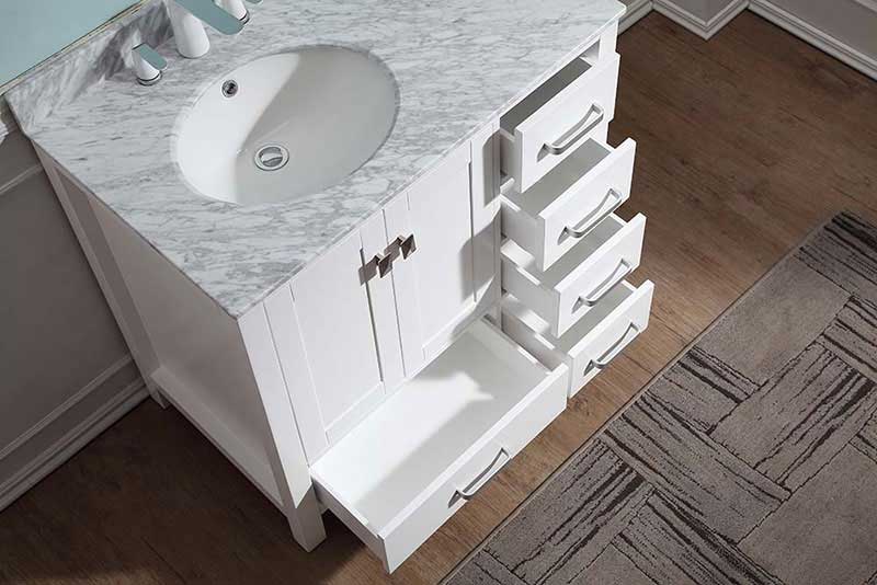 Anzzi Chateau 36 in. W x 22 in. D Vanity in White with Marble Vanity Top in Carrara White with White Basin and Mirror 5