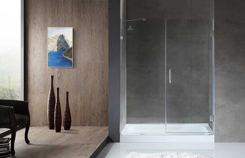 Anzzi Consort Series 60 in. by 72 in. Frameless Hinged Alcove Shower Door in Brushed Nickel with Handle SD-AZ07-01BN 4