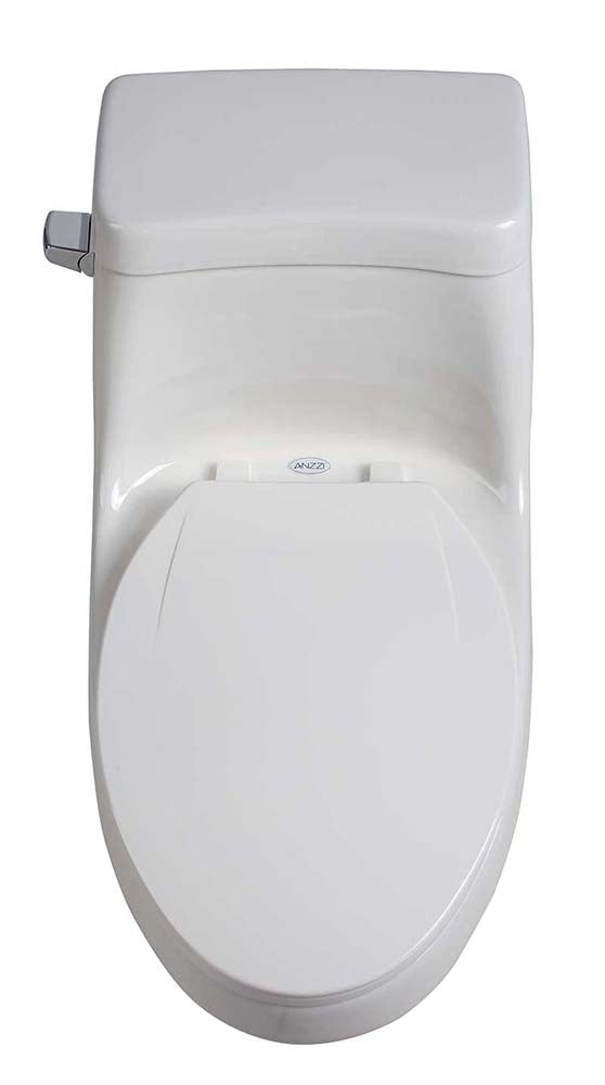 Anzzi Zeus 1-piece 1.28 GPF Single Flush Elongated Toilet in White T1-AZ058 5