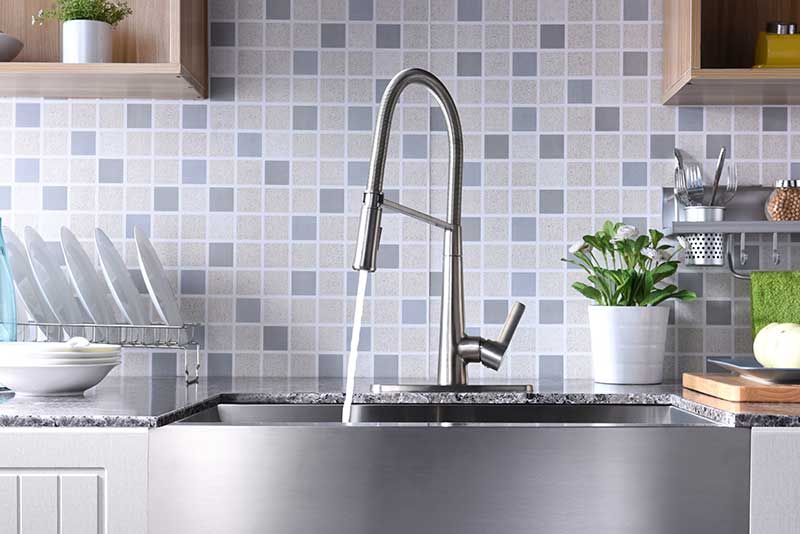 Anzzi Apollo Single Handle Pull-Down Sprayer Kitchen Faucet in Brushed Nickel KF-AZ188BN 9