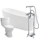 Anzzi Trend 67 in. Acrylic Flatbottom Non-Whirlpool Bathtub with Tugela Faucet and Talos 1.6 GPF Toilet FTAZ093-52C-65