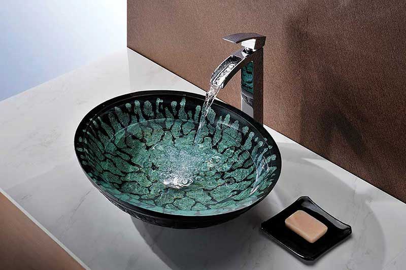Anzzi Bravo Series Deco-Glass Vessel Sink in Lustrous Black 4
