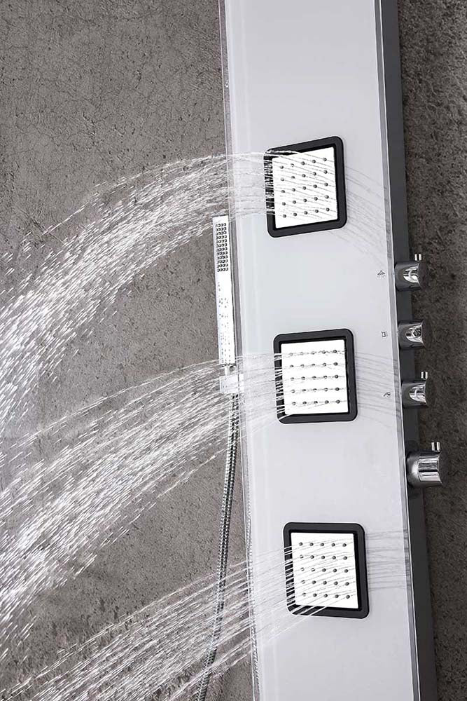 Anzzi Leopard 60 in. 3-Jetted Full Body Shower Panel with Heavy Rain Shower and Spray Wand in White SP-AZ032 13