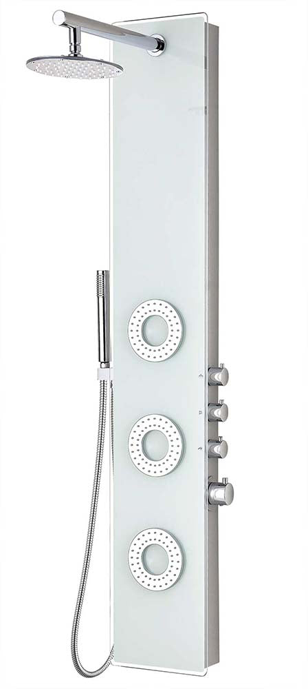 Anzzi Lynx 58 in. 3-Jetted Full Body Shower Panel with Heavy Rain Shower and Spray Wand in White SP-AZ8090