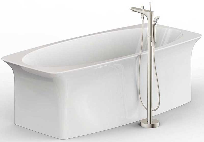 Anzzi Kase Series 1-Handle Freestanding Claw Foot Tub Faucet with Hand shower in Brushed Nickel 2