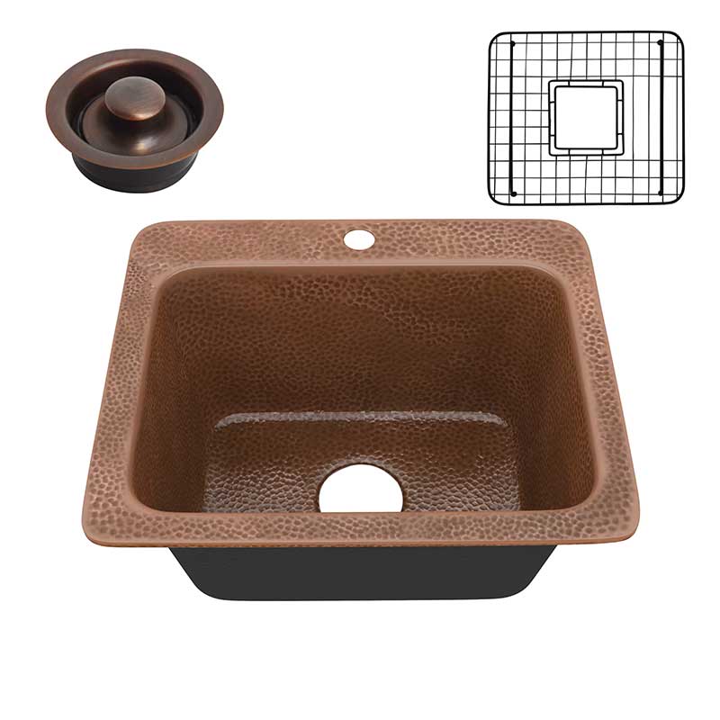 Anzzi Manisa Drop-in Handmade Copper 18 in. 1-Hole Single Bowl Kitchen Sink in Hammered Antique Copper SK-030