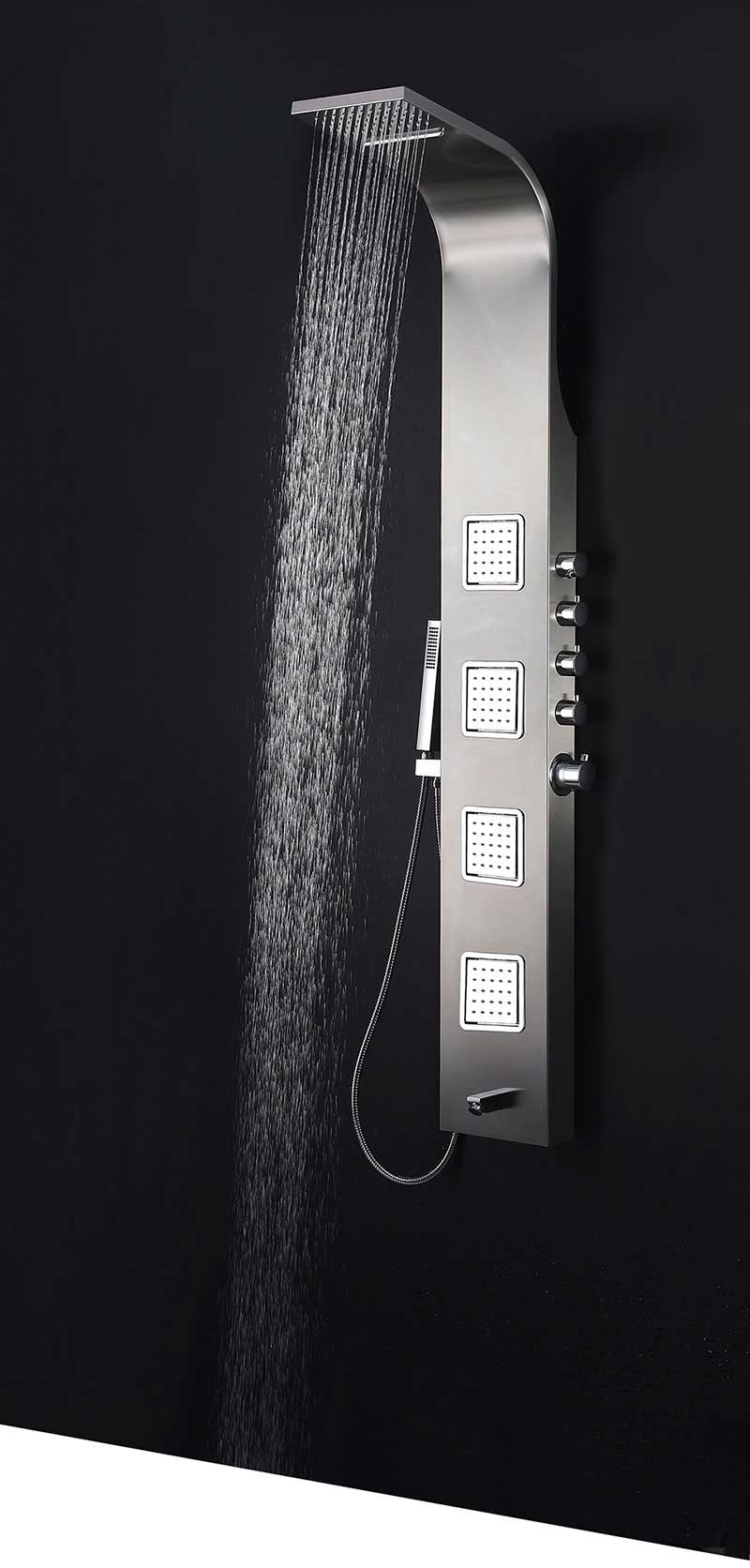 Anzzi MESA Series 64 in. Full Body Shower Panel System with Heavy Rain Shower and Spray Wand in Brushed Steel 5