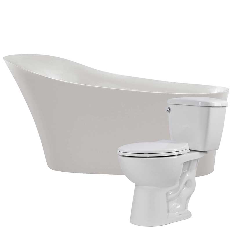 Anzzi Maple 67 in. Acrylic Soaking Bathtub with Cavalier 2-piece 1.28 GPF Single Flush Toilet FTAZ092-T063