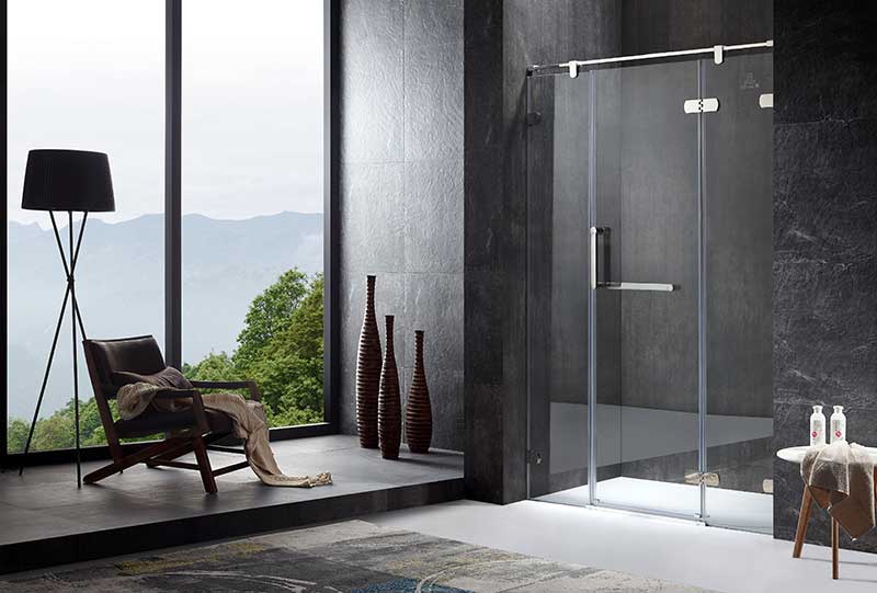 Anzzi Emperor Series Right Side 55.11 in. x 78.74 in. Semi-Frameless Hinged Shower Door in Chrome with Handle SD-AZ35CH-R 4