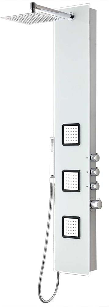 Anzzi Leopard 60 in. 3-Jetted Full Body Shower Panel with Heavy Rain Shower and Spray Wand in White SP-AZ032