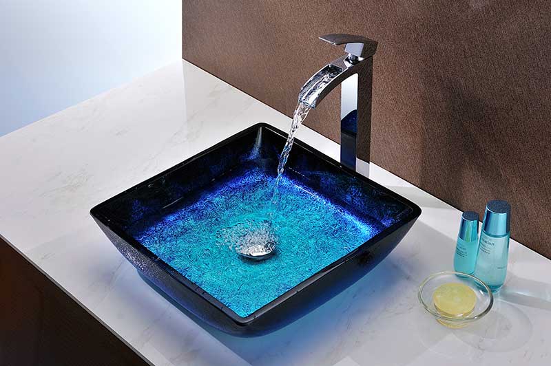 Anzzi Kuku Series Deco-Glass Vessel Sink in Blazing Blue S128 4