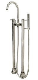 Anzzi Sol Series 3-Handle Freestanding Claw Foot Tub Faucet with Hand shower in Brushed Nickel