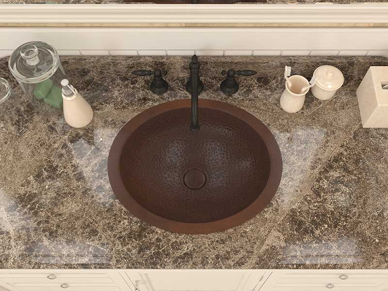 Anzzi Roma 19 in. Drop-in Oval Bathroom Sink in Hammered Antique Copper LS-AZ330 4