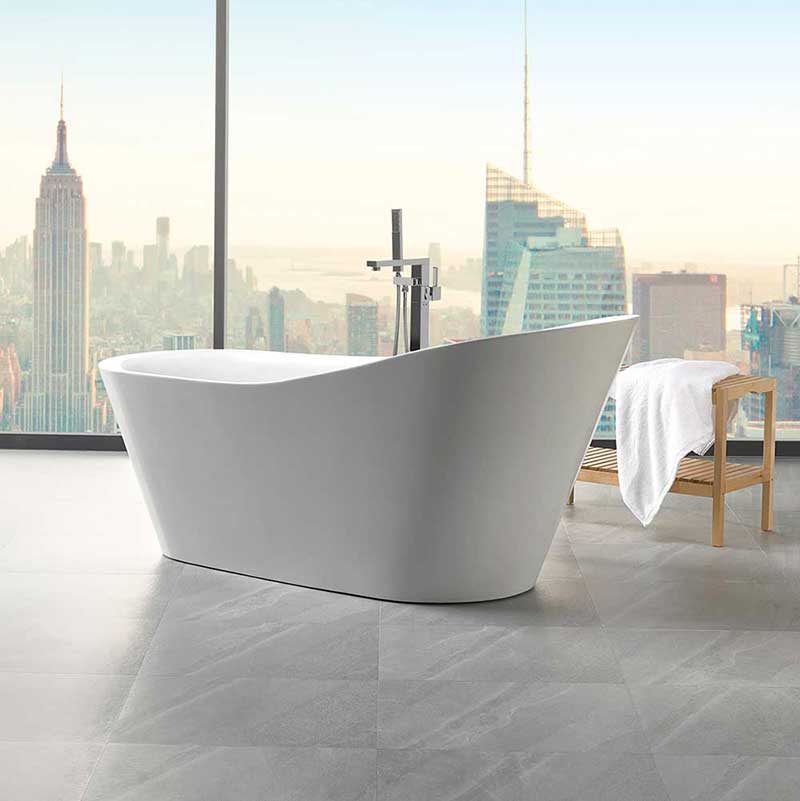 Anzzi Arges 5.9 ft. Center Drain Freestanding Bathtub in Glossy White 4