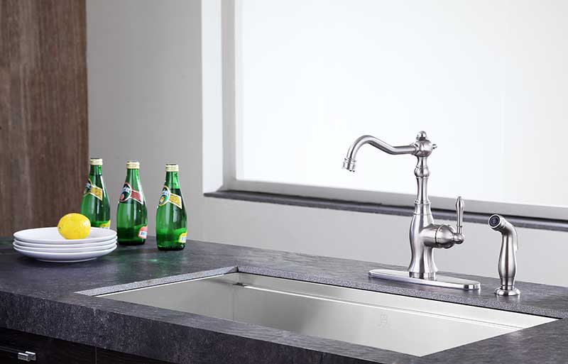Anzzi Highland Single-Handle Standard Kitchen Faucet with Side Sprayer in Brushed Nickel KF-AZ224BN 4