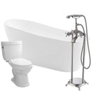 Anzzi Trend 67 in. Acrylic Flatbottom Non-Whirlpool Bathtub with Tugela Faucet and Talos 1.6 GPF Toilet FTAZ093-52B-65
