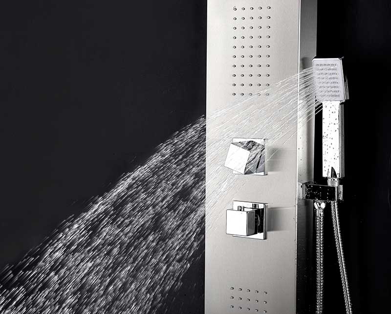 Anzzi Govenor 64 in. Full Body Shower Panel with Heavy Rain Shower and Spray Wand in Brushed Steel SP-AZ8093 7