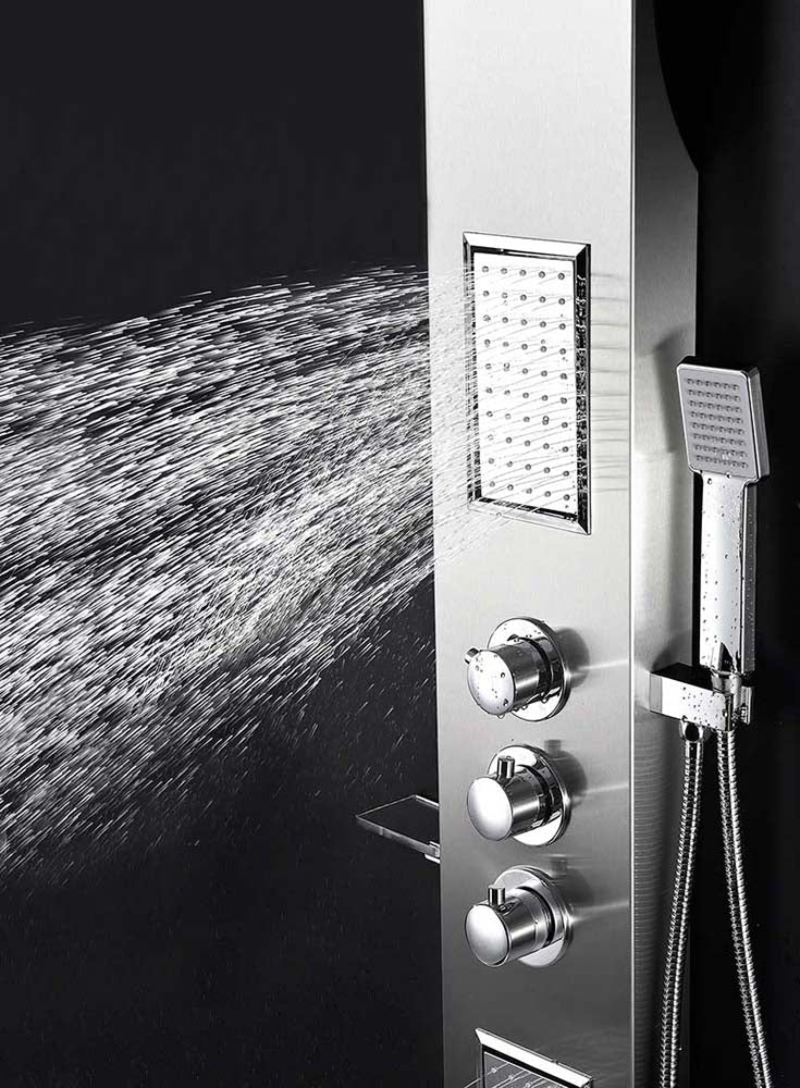 Anzzi Mesmer 58 in. Full Body Shower Panel with Heavy Rain Shower and Spray Wand in Brushed Steel SP-AZ8094 6