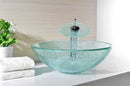 Anzzi Paeva Series Deco-Glass Vessel Sink in Crystal Clear Chipasi with Matching Chrome Waterfall Faucet LS-AZ8112 8