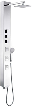 Anzzi Lann 53 in. 3-Jetted Full Body Shower Panel with Heavy Rain Showerhead and Spray Wand in Brushed Stainless Steel