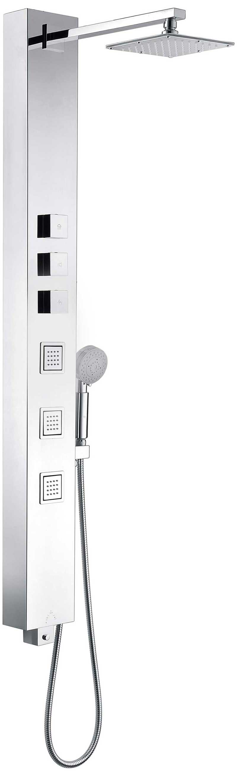 Anzzi Lann 53 in. 3-Jetted Full Body Shower Panel with Heavy Rain Showerhead and Spray Wand in Brushed Stainless Steel