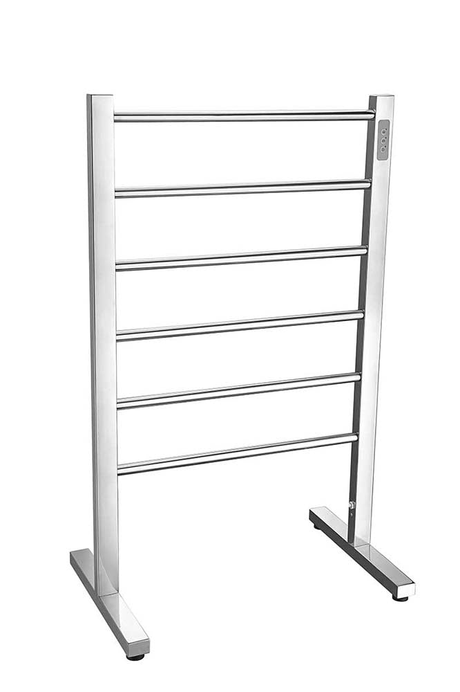 Anzzi Kiln Series 6-Bar Stainless Steel Floor Mounted Electric Towel Warmer Rack in Polished Chrome TW-AZ068CH