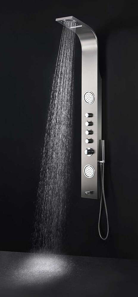 Anzzi Mesmer 58 in. Full Body Shower Panel with Heavy Rain Shower and Spray Wand in Brushed Steel SP-AZ8094 11