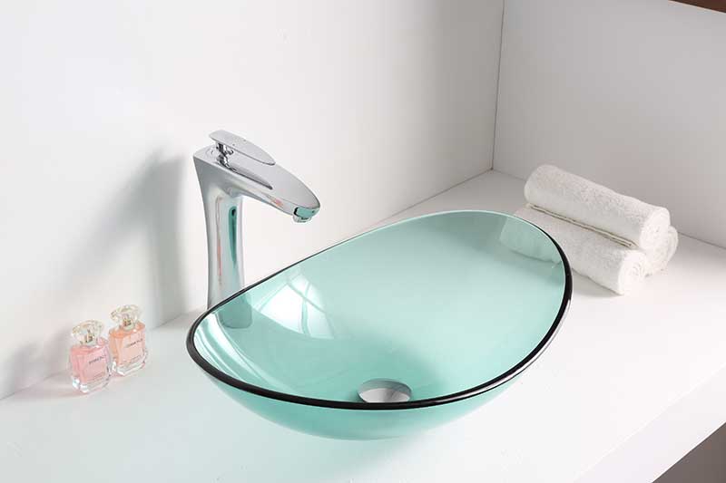 Anzzi Tale Series Deco-Glass Vessel Sink in Lustrous Green LS-AZ8121 5