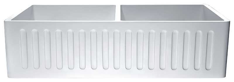 Anzzi Roine Farmhouse Reversible Glossy Solid Surface 35 in. Double Basin Kitchen Sink in White K-AZ224-2A 4