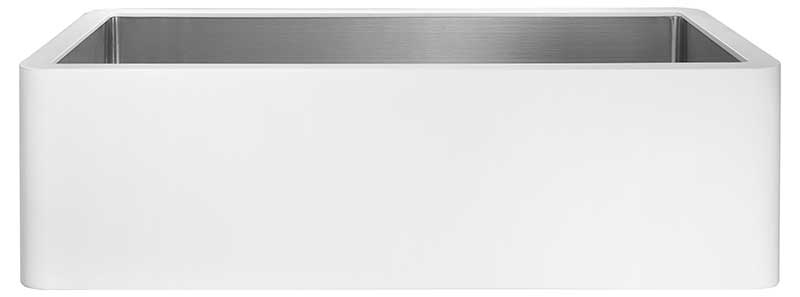 Anzzi Nepal Series Farmhouse Solid Surface 33 in. 0-Hole Single Bowl Kitchen Sink with Stainless Steel Interior in Matte White K-AZ270-A1 9