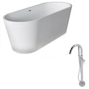 Anzzi Rossetto 5.6 ft. Man-Made Stone Freestanding Non-Whirlpool Bathtub in Matte White and Kros Series Faucet in Chrome
