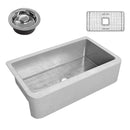 Anzzi Parthia Farmhouse Handmade Copper 36 in. 0-Hole Single Bowl Kitchen Sink in Hammered Nickel SK-021